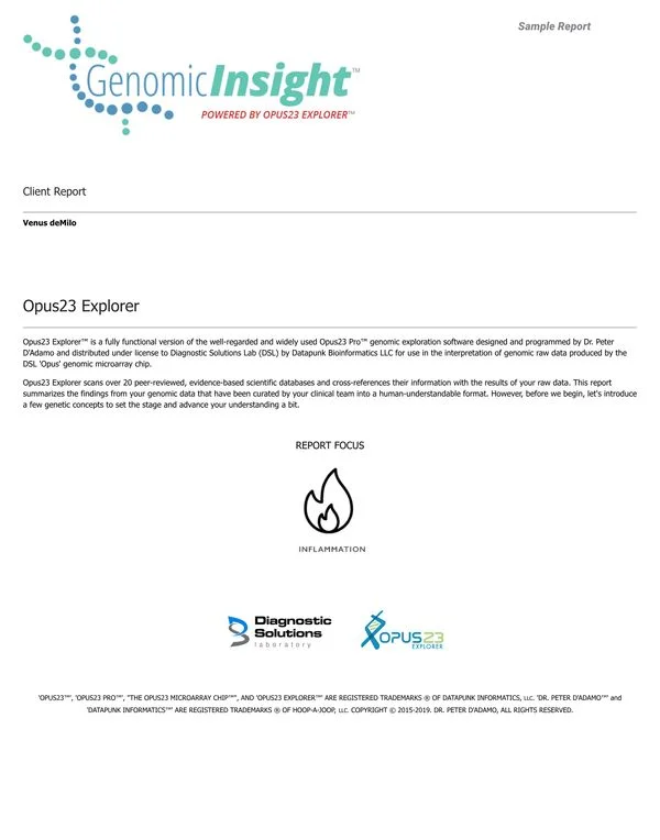 GenomicInsight Sample Report: Inflammation preview