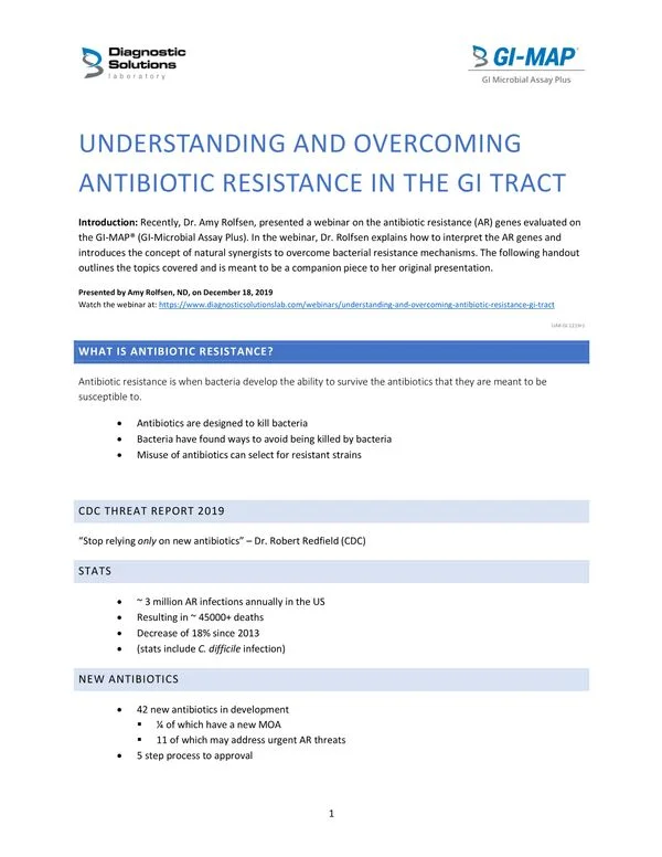 Understanding and Overcoming Antibiotic Resisitance in the GI Tract Understanding and Overcoming Antibiotic Resisitance in the GI Tract