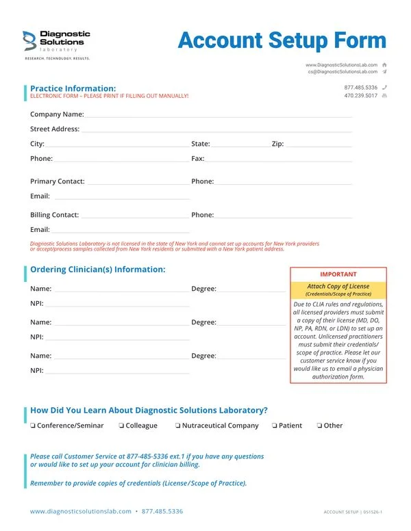 Account Setup Form preview